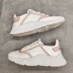 Frankie Morello Sneakers Women's 8.5 White Leather Diamond Chunky Made In Italy